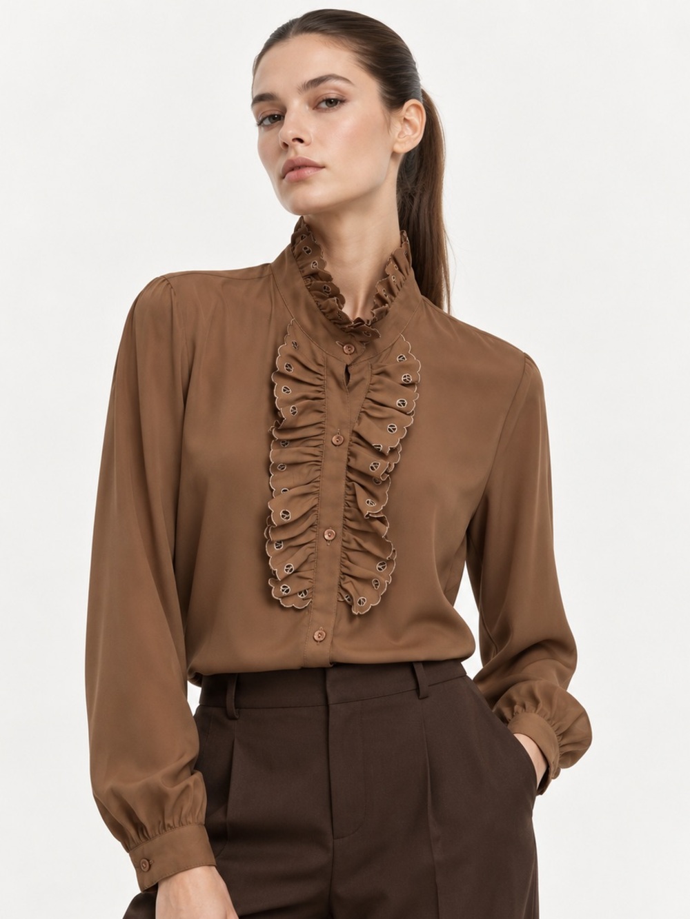Vintage 70s Ruffle Collar Blouse